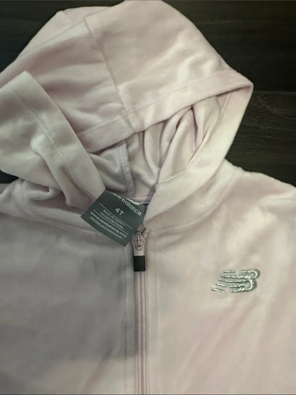 New Balance 2pc Zip Up Pink Velour Jog Set - 4T